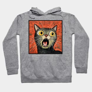 Shocked Cat Cartoon Vintage Cartoon Cat Crazy Hoodie